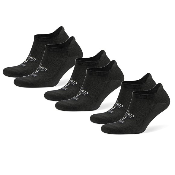 Balega Chaussettes de Course Athlétiques Confort Caché Performance Invisibles pour Hommes et Femmes (Lot de 3), Noir, Grand