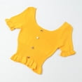 thumbnail image 2 of Camiseta de punto Mujer Manga corta Cuello cuadrado Slim Fit Botón Top, Amarillo Noticed AP001523-02B, 2 of 7