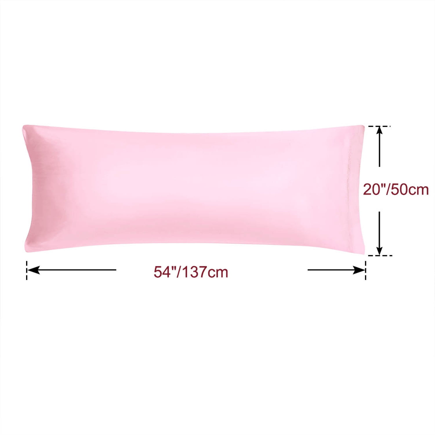 Unique Bargains 2 Pack Polyester Satin Body Pillow Cover 20" x 54" Pink