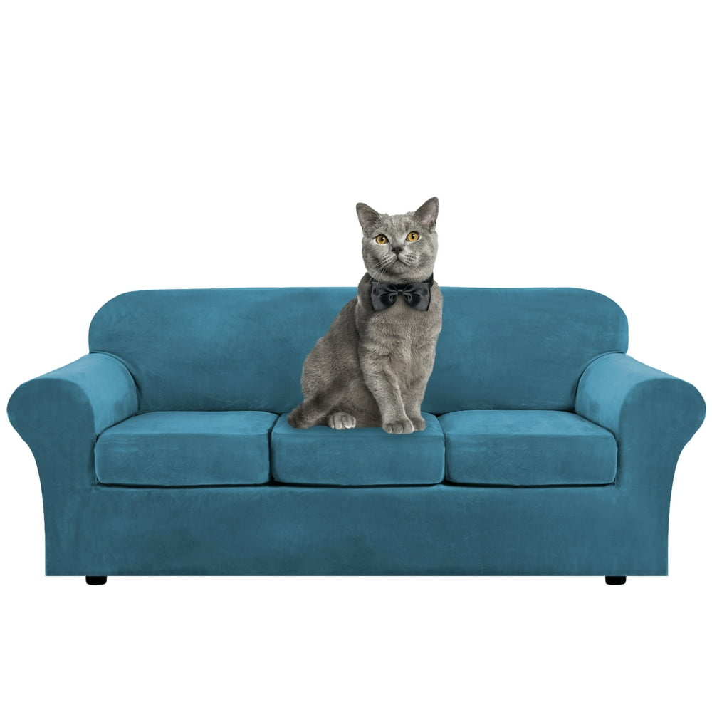 TOPCHANCES Modern Velvet Plush 4 Piece High Stretch Sofa Slipcover Sofa