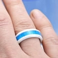 thumbnail image 4 of Australian Blue Fire Opal Ceramic Ring For Her For Him, Couples Promise Ring, Blue Opal White Ceramic Ring, Cool Opal Giliarto Ring For Him, Size 9, 4 of 4