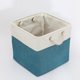 thumbnail image 1 of ZHAOCHENG Caja de almacenamiento plegable con cesta de almacenamiento de tela con costura de lino, con asas de cuerda de algodón, caja de almacenamiento en forma de cubo (costura blanca azul claro), 1 of 1