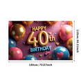 thumbnail image 6 of LUUFILx Gold 40th Birthday Backdrop Banner Cake Decor Party Supplies Photography Props Milestone Celebration Background Happy Birthday Décor Balloons Stars, 6 of 9