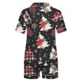 thumbnail image 3 of VBTAPA Womens Christmas Pajama Shorts Sets 2 Piece Holiday Sleepwear Cute Cartoon Graphic Button Down Shirt Elastic Waist Pants Matching Loungewear Set Xmas Jammies Black XXL, 3 of 6
