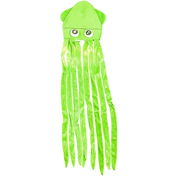 Giant 56" Green Lite Up Squid With Long Tentacles Party Hat Costume Accessory