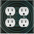 thumbnail image 1 of Metal Light Switch Plate Cover Teal Black Mandala Circle Tile Pattern MDL012, 1 of 13