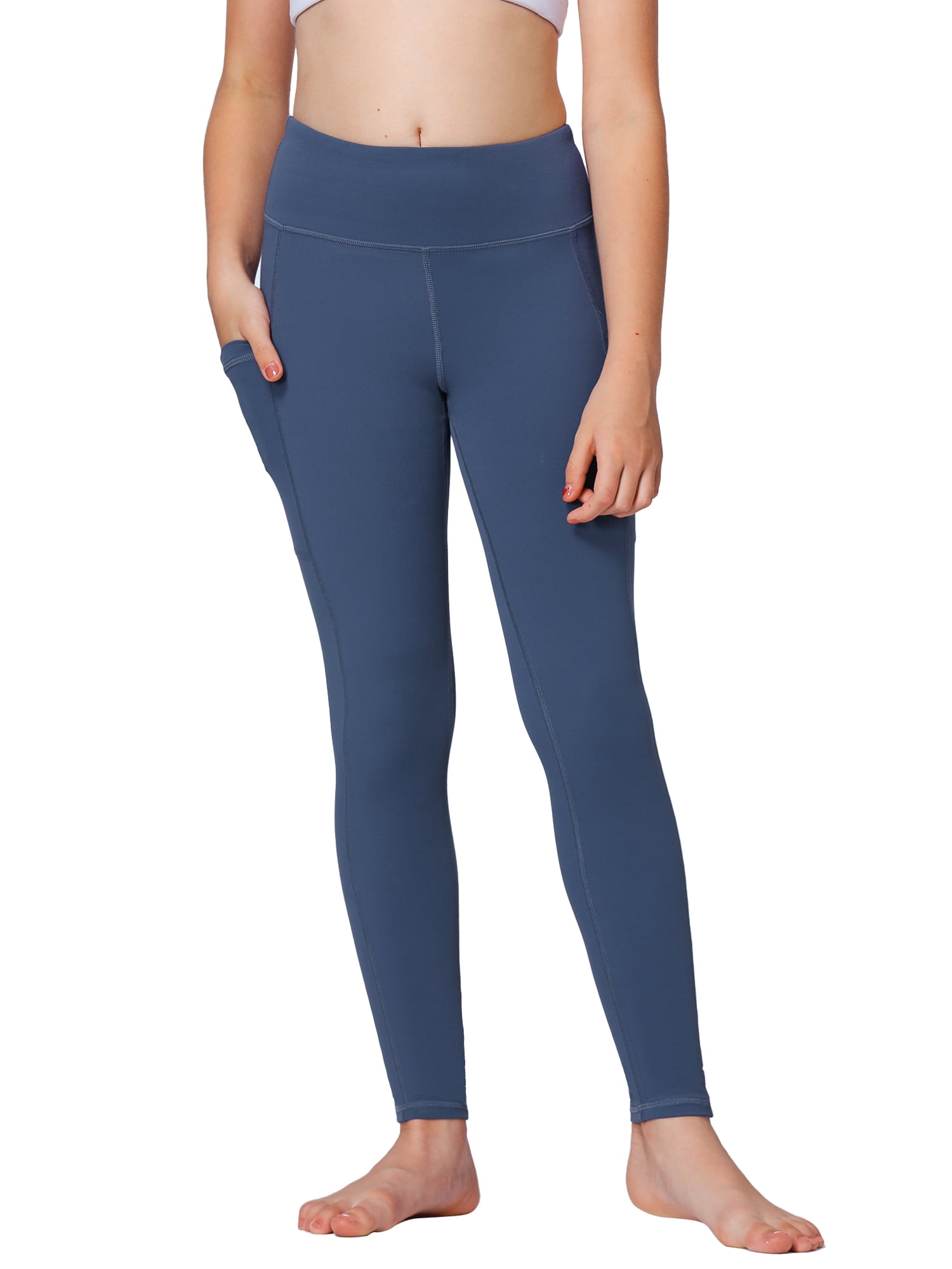 Stelle Girls' High Rise Athletic Leggings with Side Pockets,High