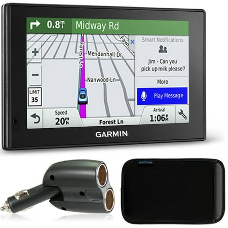 Garmin 010 - 01539 - 01 DriveSmart 50LMT GPS Navigator Charger Bundle includes Garmin DriveSmart 50LMT, UGC - 102 - BL Dual 12V Car GPS Charger and 5 inch Protect, Stow and Carry Soft Case