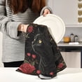 thumbnail image 6 of WOBOGO Red Rose Black Cat Pattern Kitchen Towel 6 Piece Large Cotton Dishcloth Premium Absorbency Set with Hanging Loop, 6 of 7