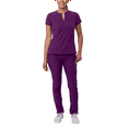 thumbnail image 1 of Adar Addition Go-Higher Scrub Set For Women - Notched V-Neck Scrub Top & Skinny Cargo Scrub Pants, 1 of 7