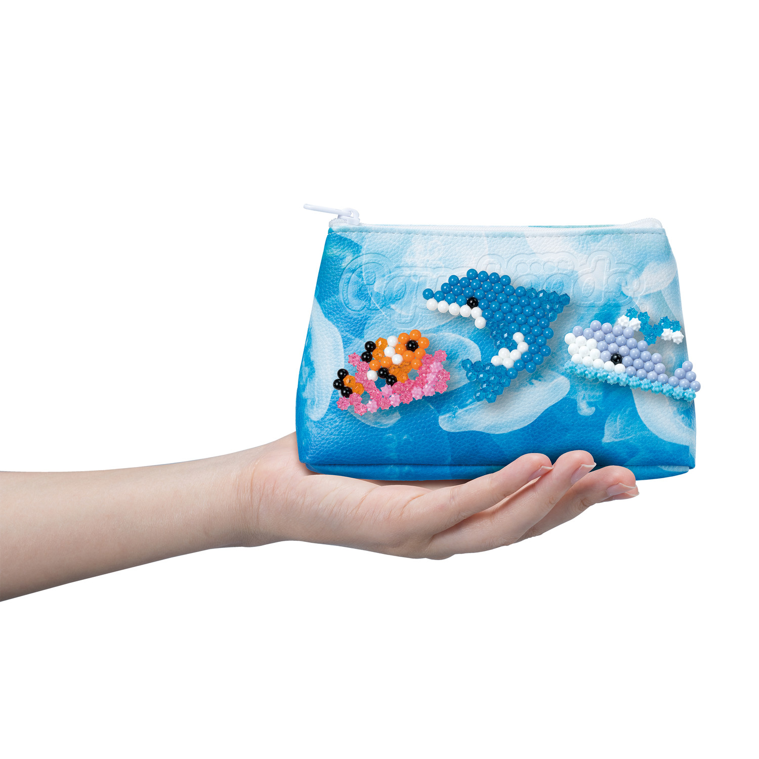 Aquabeads Decorator's Pouch, Complete Arts & Crafts Bead Kit for Children with DIY Purse - Bubbly Blue Sea Life Theme