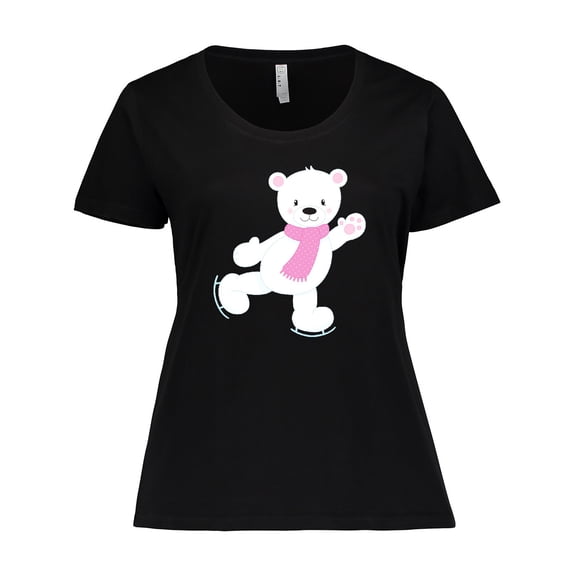 Inktastic Cute Polar Bear, White Bear, Ice Skating Bear Women's Plus Size T-Shirt
