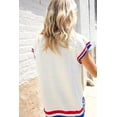 thumbnail image 3 of Women's USA Letter Print Sweater – Short Sleeve Round Neck Casual Knit Top, XL, 3 of 7
