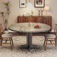 thumbnail image 3 of QinaQin 47-Inch Round Dining Table with Wooden Base and Metal Frame for Kitchen or Dining Room, No Chairs Included, 3 of 7