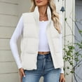thumbnail image 2 of Women Puffer Vests Sleeveless Cropped Outerwear Warm Winter Lightweight Coat Stand up Collar down Jackets with Pockets New Light Jackets for Women Casual White XL, 2 of 8