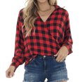 thumbnail image 2 of Fridja Chemise Ajustée à Carreaux Rouges Mode Décontractée pour Femmes, 2 of 9