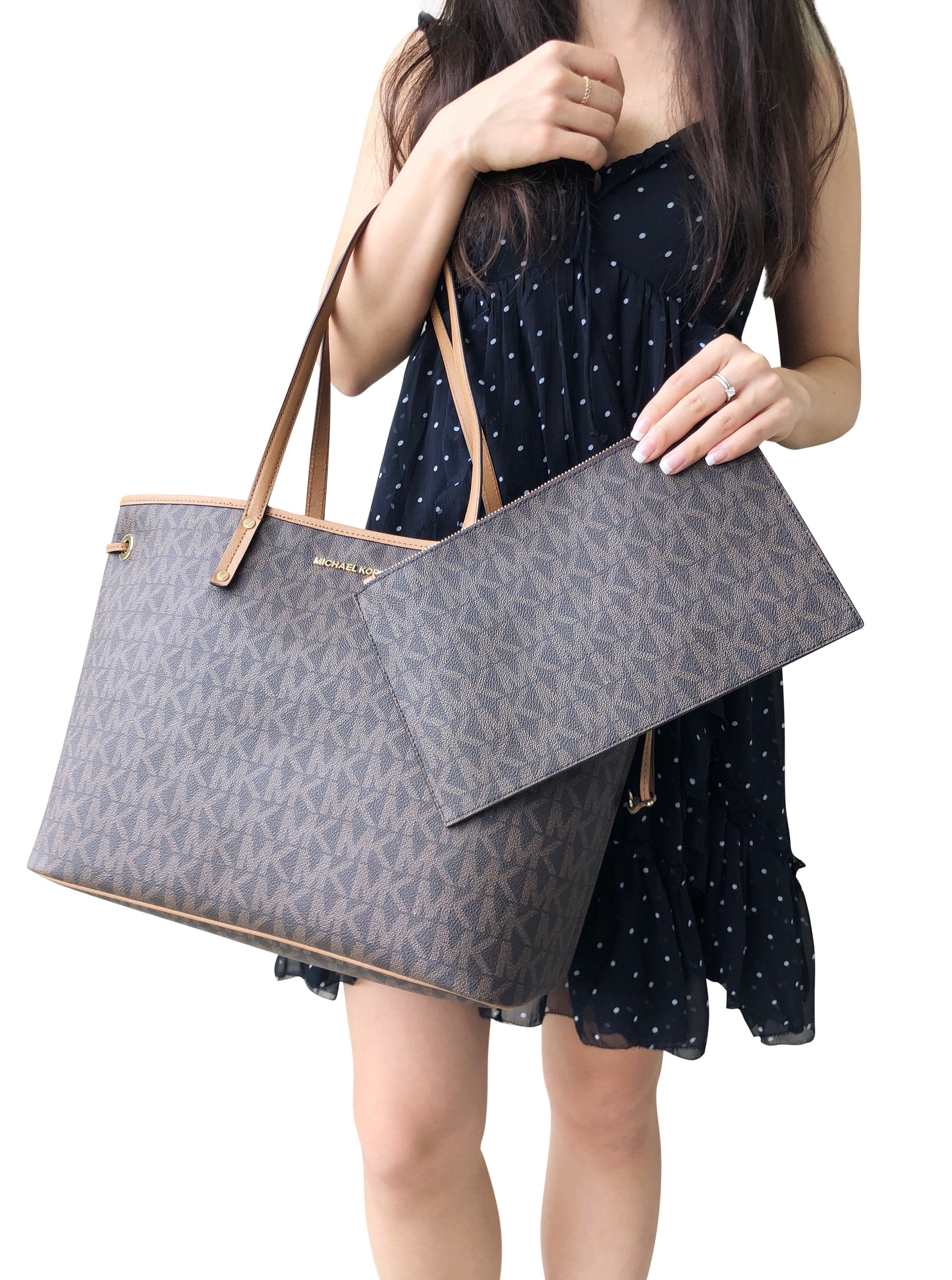 michael kors large drawstring signature tote purse