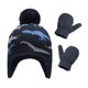 thumbnail image 1 of Minnieouse Gorro Conjunto de guantes Diseño de orejeras Gorros de punto para niños con patrones de dinosaurios Dibujos animados Accesorios de invierno Sombreros agua Azul L 4-5 ans Minnieouse AP009413-15B, 1 of 6