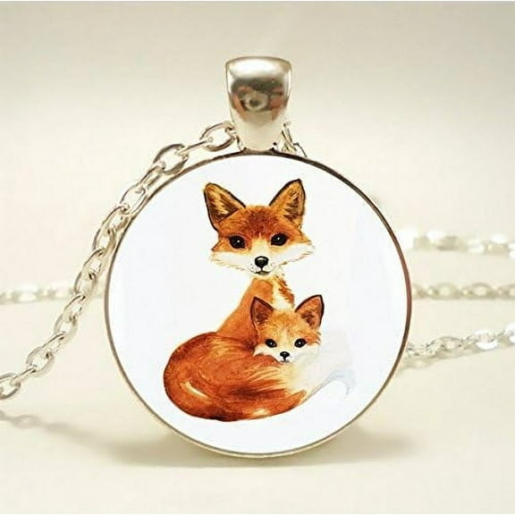 Double Fox Pendant Necklace Art Neck