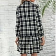 thumbnail image 7 of Plaid Dress For Women Button Down Shirts Dresses Pocketed Women's Christmas Plaid Dress Long Sleeve Button Down Mini Shirtdress Clearance Black M, 7 of 7