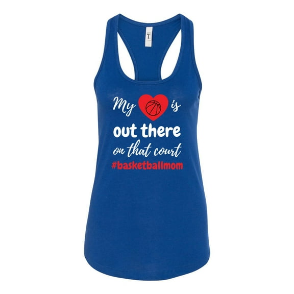 My Heart Is Out There Basketball Mom Ladies Racerback Tank Top-Royal-large