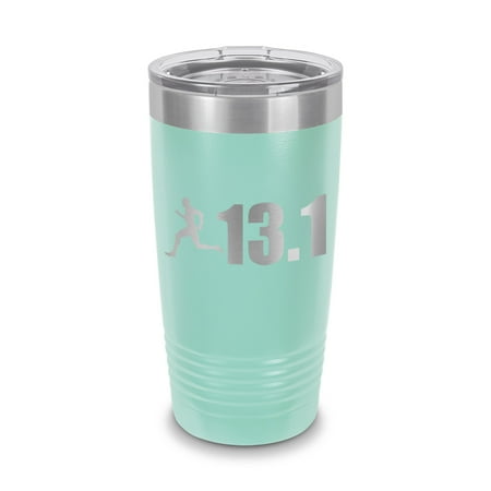 

Mens Half Marathon 26.2 Tumbler 20 oz - Laser Engraved w/ Clear Lid - Stainless Steel - Vacuum Insulated - Double Walled - Travel Mug - man cross country runner running - Teal