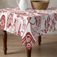 thumbnail image 4 of Boho Red Floral Table Cloth Waterproof Tablecloths, Vintage Farmhouse Paisley Plant Leaf Tablecloth Dining Table Cover for Kitchen Party Tabletop Outdoor, Square Tablecloth 60x60 Inch, 4 of 9