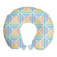 thumbnail image 1 of Geometric Travel Pillow Neck Rest, Pastel Tone Continuous Pattern with Colorful Geometrical Shapes Nursery Themed, Memory Foam Traveling Accessory Airplane and Car, 12", Multicolor, by Ambesonne, 1 of 2