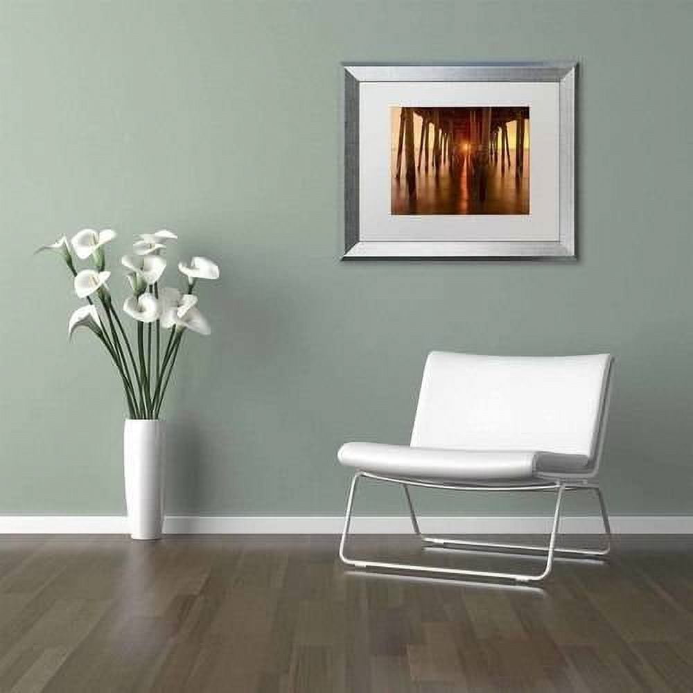Trademark Fine Art 'Under the Pier' Canvas Art by Michael Blanchette Photography, White Matte, Silver Frame