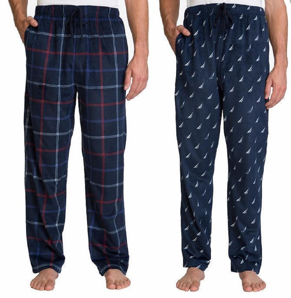 NAUTICA Men's 2-Pack Soft Suede Fleece Pajama Bottom Pants (Dark Navy ...