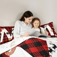 thumbnail image 5 of Manfei Initial M Letter Bedding Comforter Set for Kids, Black Red Buffalo Twin Comforter Sets, Merry Christmas Reversible Bedding Set, Ultra Soft Home Decor, 2pcs, 5 of 8