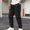 Black, variant on Men's Casual Solid Pants With Drawstring And Multiple Pockets Small Leg Pants