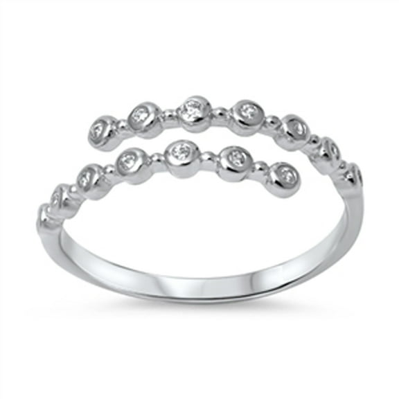 Women's Open Clear Dot Ring .925 Sterling Silver Band White Cubic Zirconia Jewelry Female Size 6