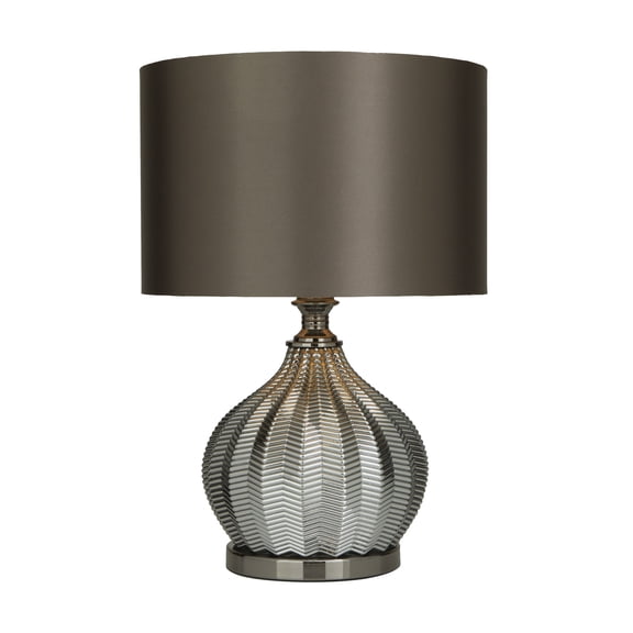 DecMode 20" Silver Table Lamp with Gray Fabric Shade