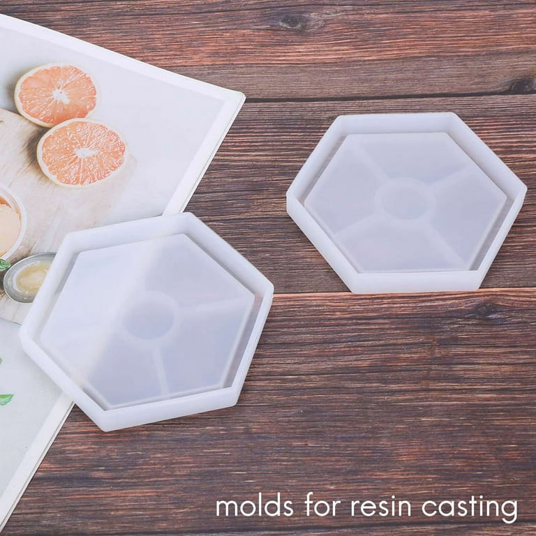  4 Pack Hexagon Silicone Coaster Molds - Silicone Resin
