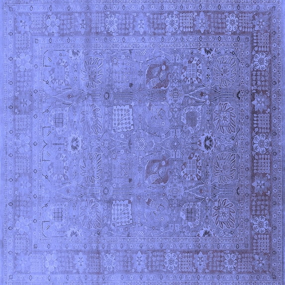 Ahgly Company Machine Washable Indoor Square Oriental Blue Industrial Area Rugs, 3' Square