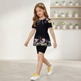 thumbnail image 4 of CCRFTGI Summer Outfits for Kids Girls Size 10-12 Cute 2 Piece Outfits Lounge Set Athletic Floral Print Short Sleeve Ruffle Hem T Shirt and Elastic Waist Biker Shorts Clothing Sets Navy 9-10 Years, 4 of 6