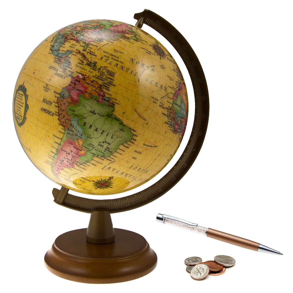 6 Mini Spinning Desk Globe Small Antique Shading World Wood Base 6 Mini Spinning Desk Globe Small Antique Shading World Wood Base Stand Office Com