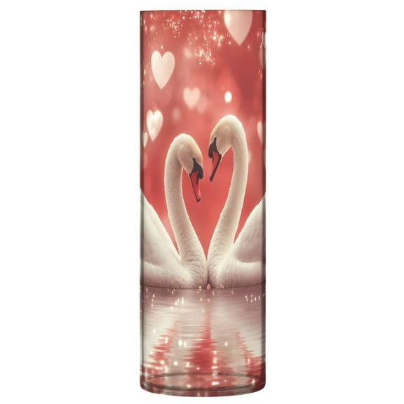 Haosy Plastic Flower Vase 11.8 inch Tall Clear Cylindrical Vases for Centerpieces Home Wedding Decor White Swan Love