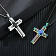 thumbnail image 5 of Men's Cross Necklace 316L Stainless Steel Large Jesus Christ Pendant Jewelry Rolo Chain for 24'', 5 of 9