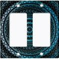 thumbnail image 6 of Metal Light Switch Plate Cover Teal Black Mandala Circle Pattern MDL002, 6 of 13