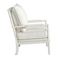 Kaylee Spindle Chair in Linen Beige Fabric with White Frame