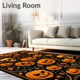 thumbnail image 2 of ODIKA 8'x10' Machine Washable Non-Slip Area Rug, Spooky Pumpkin Patch with Gothic Skull Accents and Halloween Vibes High Traffic Rug, Orange, 59886, 2 of 7