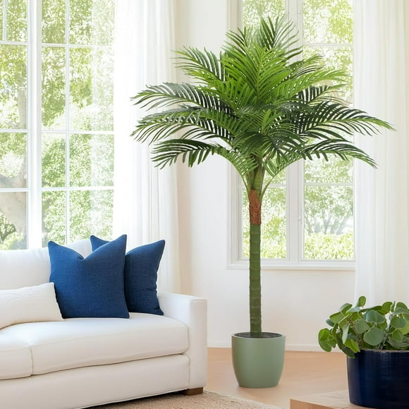 6FT Tall Faux Plants Indoor Fake Floor Plants Decorative Palm Tree House Plants Large Office Plant Artificial Palm Trees for Home Decor…