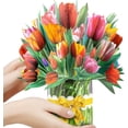 thumbnail image 1 of CNLITIHEKA Tulips Pop Up Flower Bouquet Cards, Flower Bouquet Popup Greeting Cards, Teacher's Day Card, Mother's Day Card, with Blank Note Card and Envelope, Get Well Soon Cards, All Occasions., 1 of 6