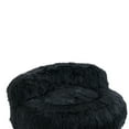 thumbnail image 6 of Modern Faux Fur Lazy Accent Chair with Ottoman for Bedroom, Comfy Plush Bean Bag Single Sofa Chair with Cushion for Living Room, Dorm, Apartment, Black, 6 of 9