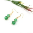 thumbnail image 1 of Nvzi Pendientes personalizados, cuentas redondas de piedra de cristal hechas a mano, pendientes envueltos en alambre de cobre dorado, pendientes elegantes de estilo largo con cuentas (verde), 1 of 4