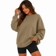 thumbnail image 6 of Sweatshirts For Women Long Sleeve Crewneck Sweatshirt Causal Loose Fit Pullover Tunic Tops Fall Clothes Shirts Khaki M, 6 of 6