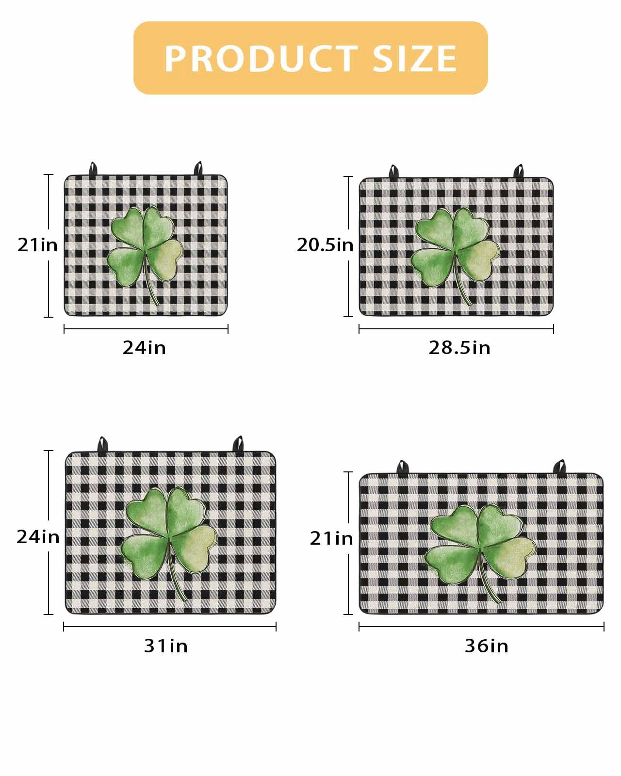 Large Induction Cooktop Protector Mat St. Patrick's Day Stove Top Covers for Electric Stove, Shamrock Leaves Black White Plaid Retro Decorative Stove Burner Cover Mats, Glass Top Stove Cover