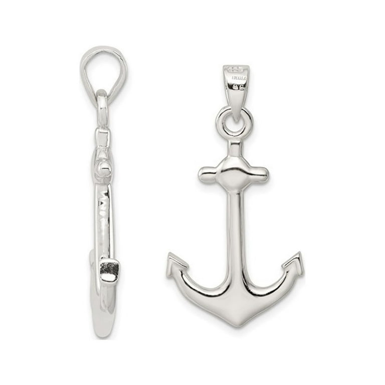 Sterling Silver Anchor Charm Pendant Necklace with Chain